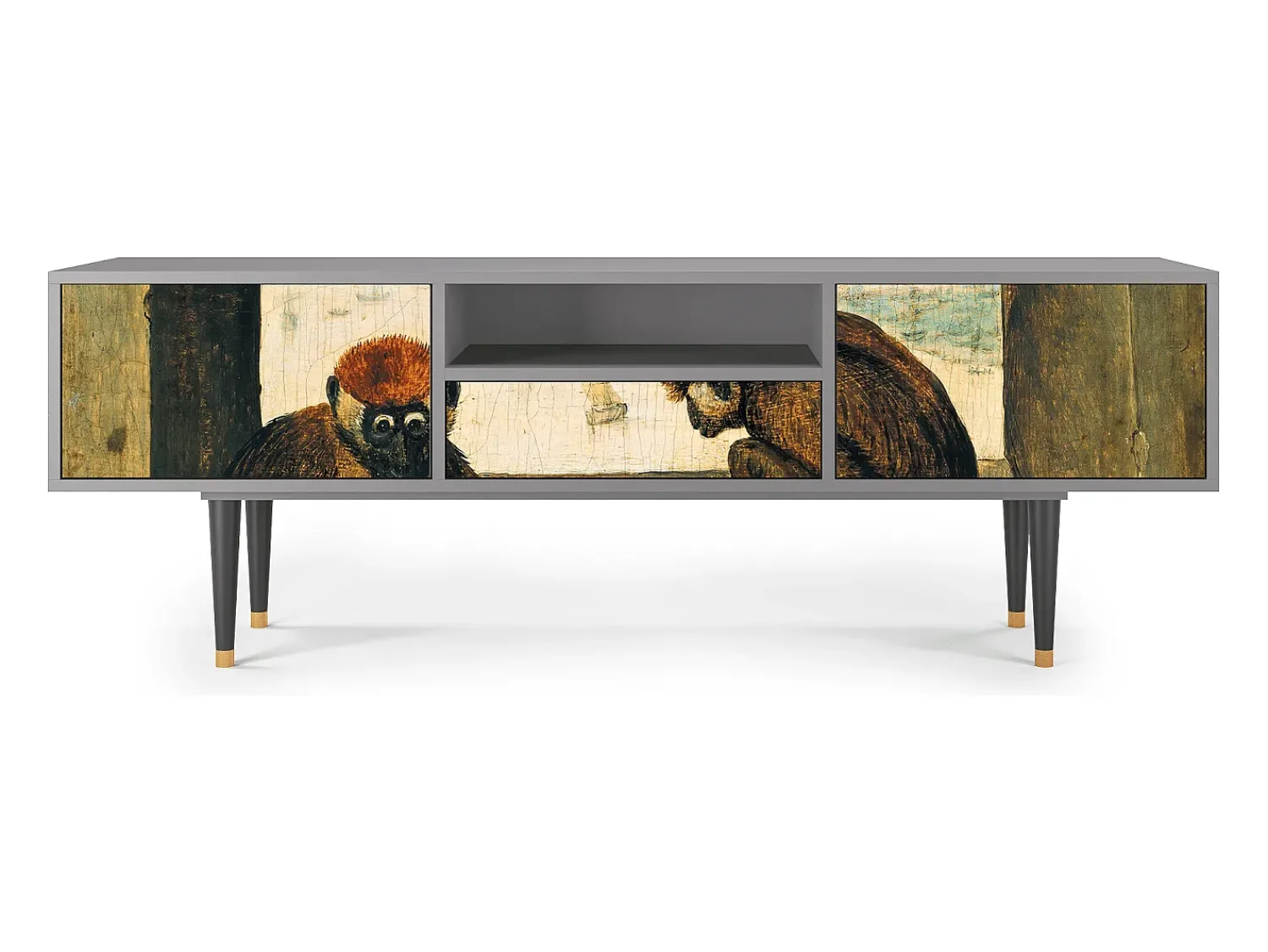 Móvel De Tv* Mueble de TV - 170х59х41 cm - T6 - Two Monkeys, Cinza Cinzento