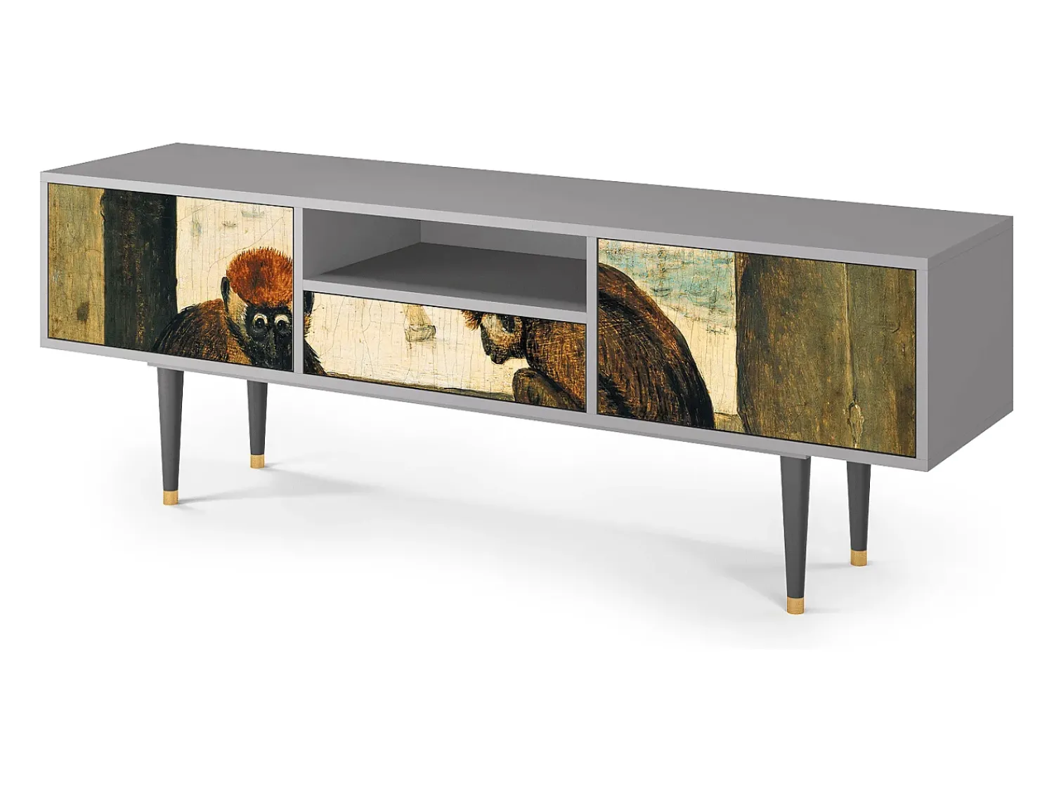 Móvel De Tv* Mueble de TV - 170х59х41 cm - T6 - Two Monkeys, Cinza Cinzento
