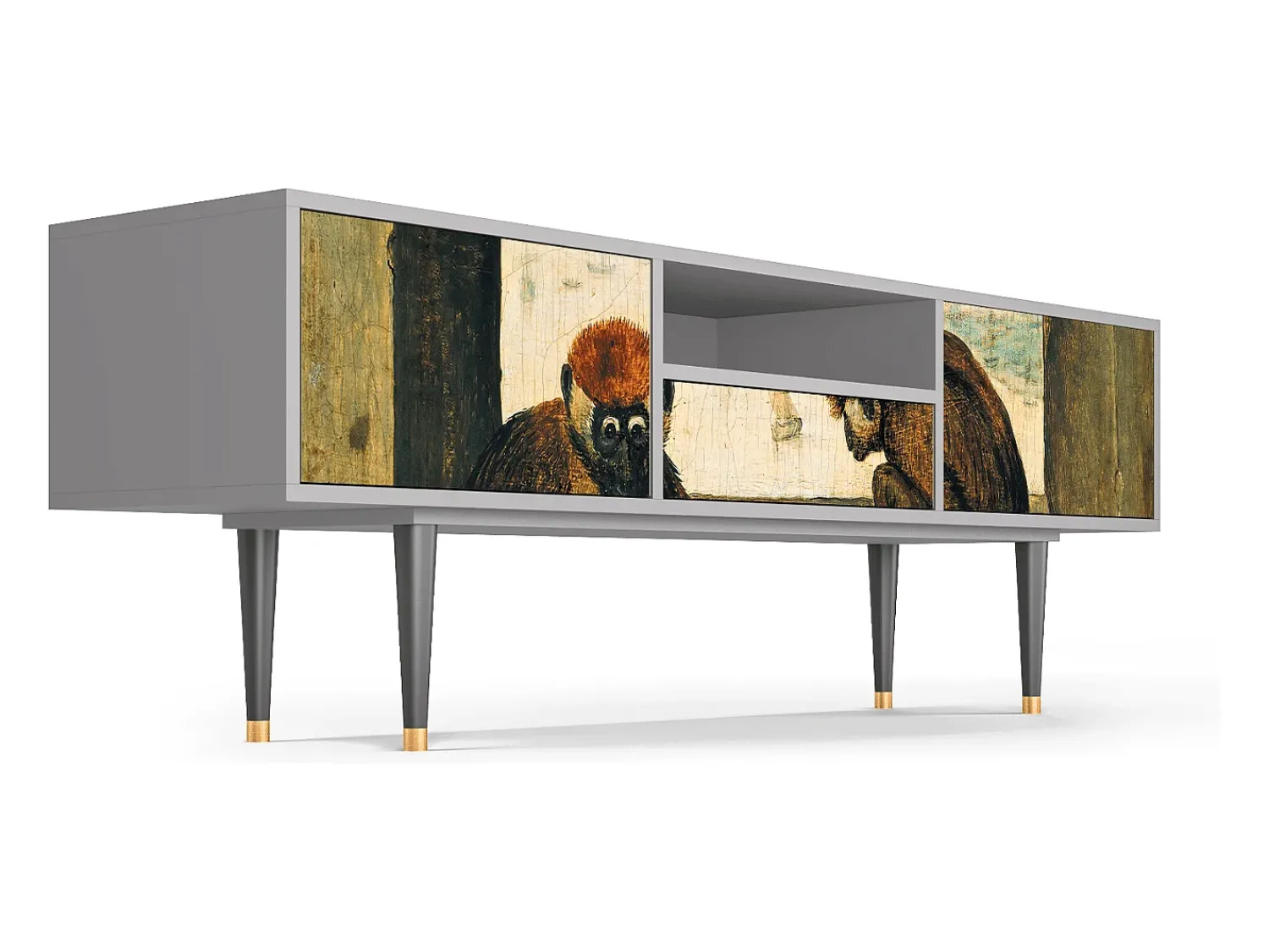 Móvel De Tv* Mueble de TV - 170х59х41 cm - T6 - Two Monkeys, Cinza Cinzento