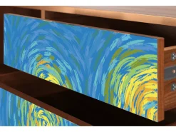 Móvel De Tv* Mueble de TV - 170х59х48 cm - T4 - Van Gogh Lights, Nogueira Castanho