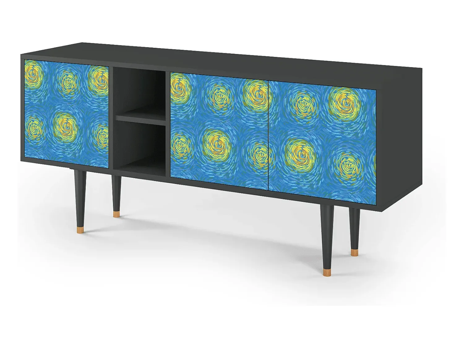 Móvel De Tv| Mueble de TV - 150х69х41 cm - T5 - Van Gogh Lights, Antracite Cinza antracite