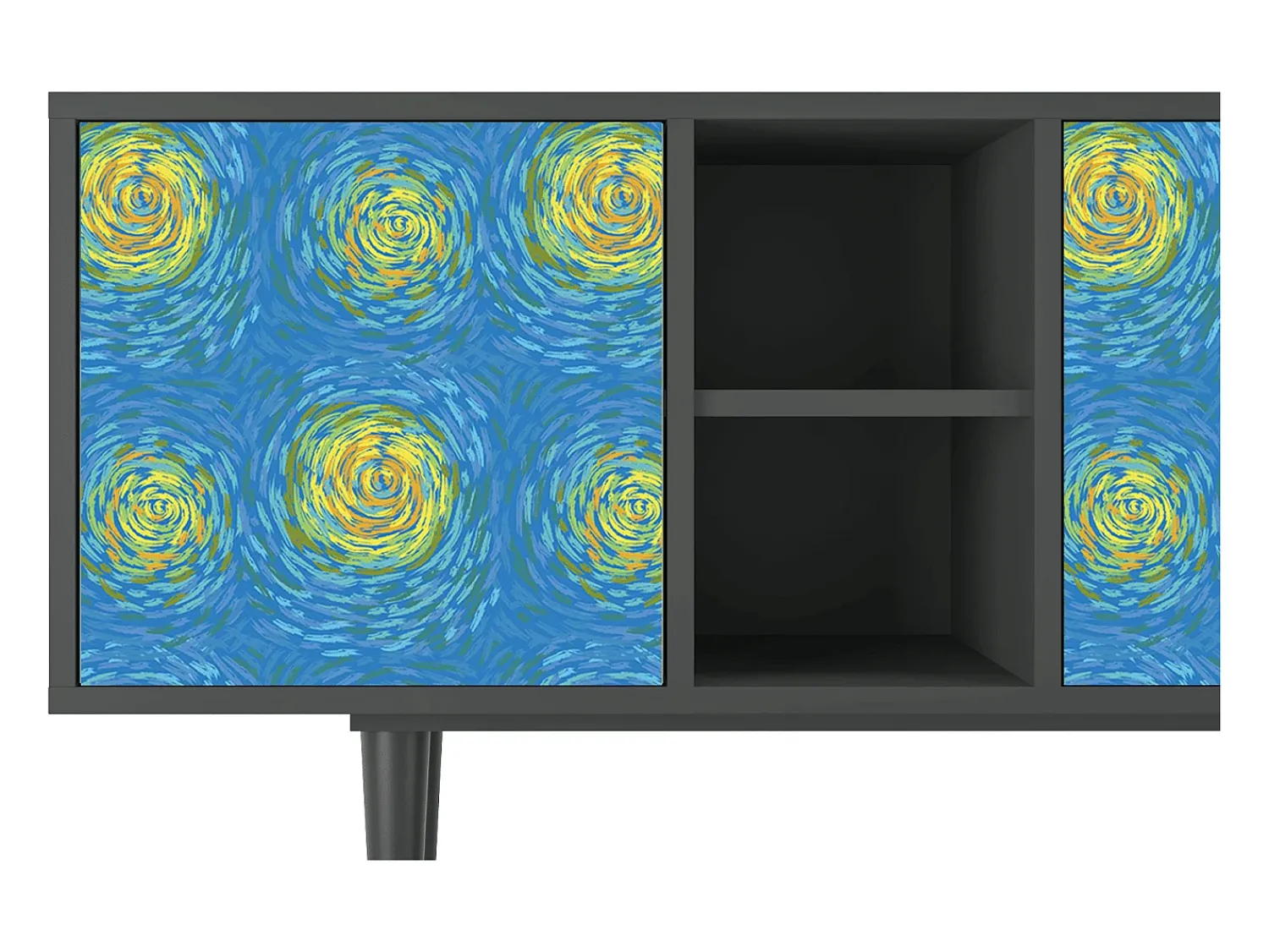Móvel De Tv| Mueble de TV - 150х69х41 cm - T5 - Van Gogh Lights, Antracite Cinza antracite