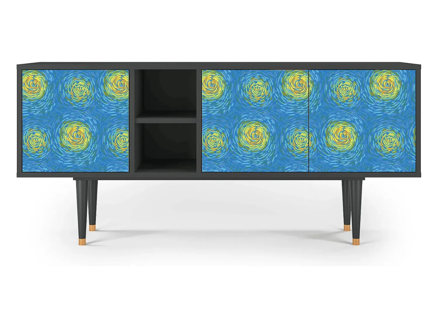 Móvel De Tv| Mueble de TV - 150х69х41 cm - T5 - Van Gogh Lights, Antracite Cinza antracite