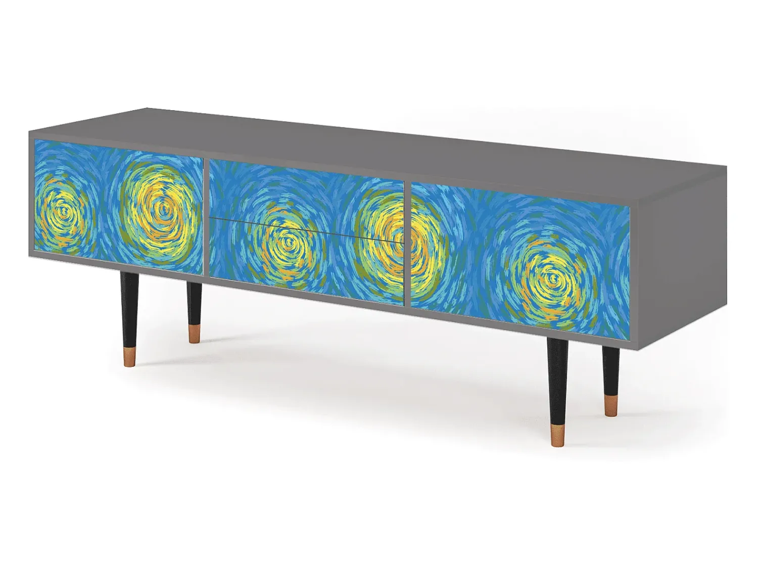 Mueble de TV - 170х59х48 cm - T4 - Van Gogh Lights, Cinza^ Móvel De Tv