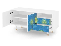 Móvel De Tv| Mueble de TV - 125х56х41 cm - T7 - Van Gogh Lights, Branco Bege