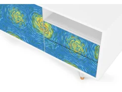 Móvel De Tv| Mueble de TV - 125х56х41 cm - T7 - Van Gogh Lights, Branco Bege