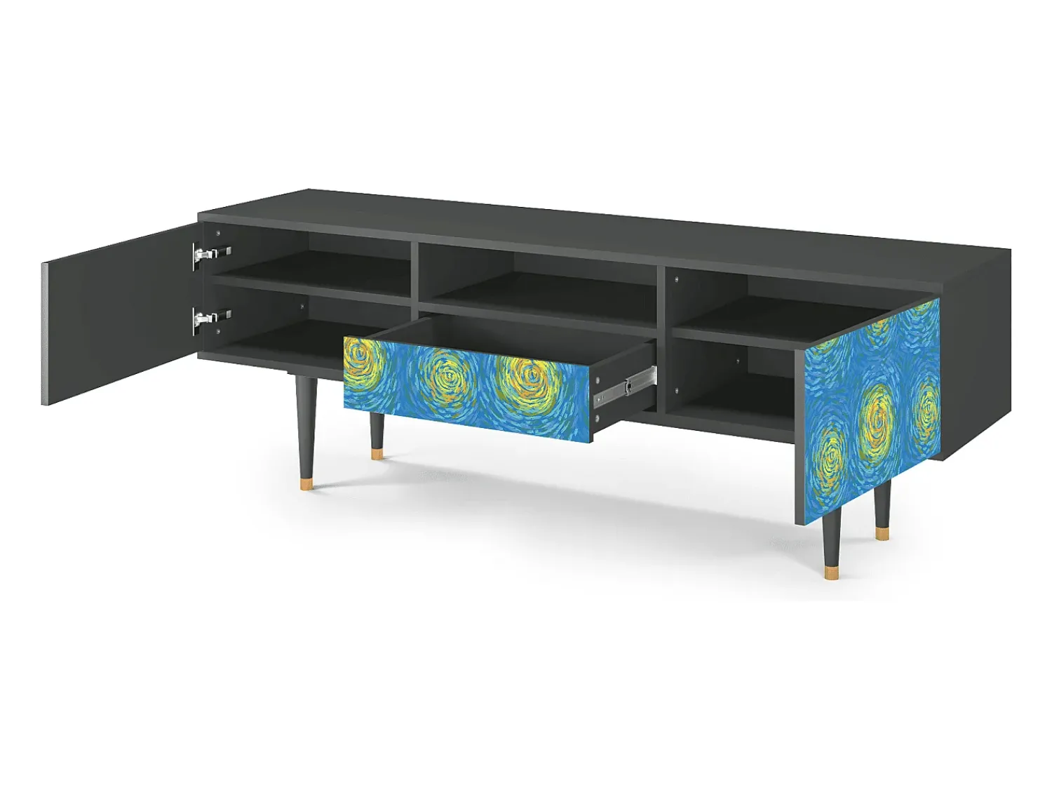 Sale Mueble de TV - 170х59х41 cm - T6 - Van Gogh Lights, Antracite Cinza antracite