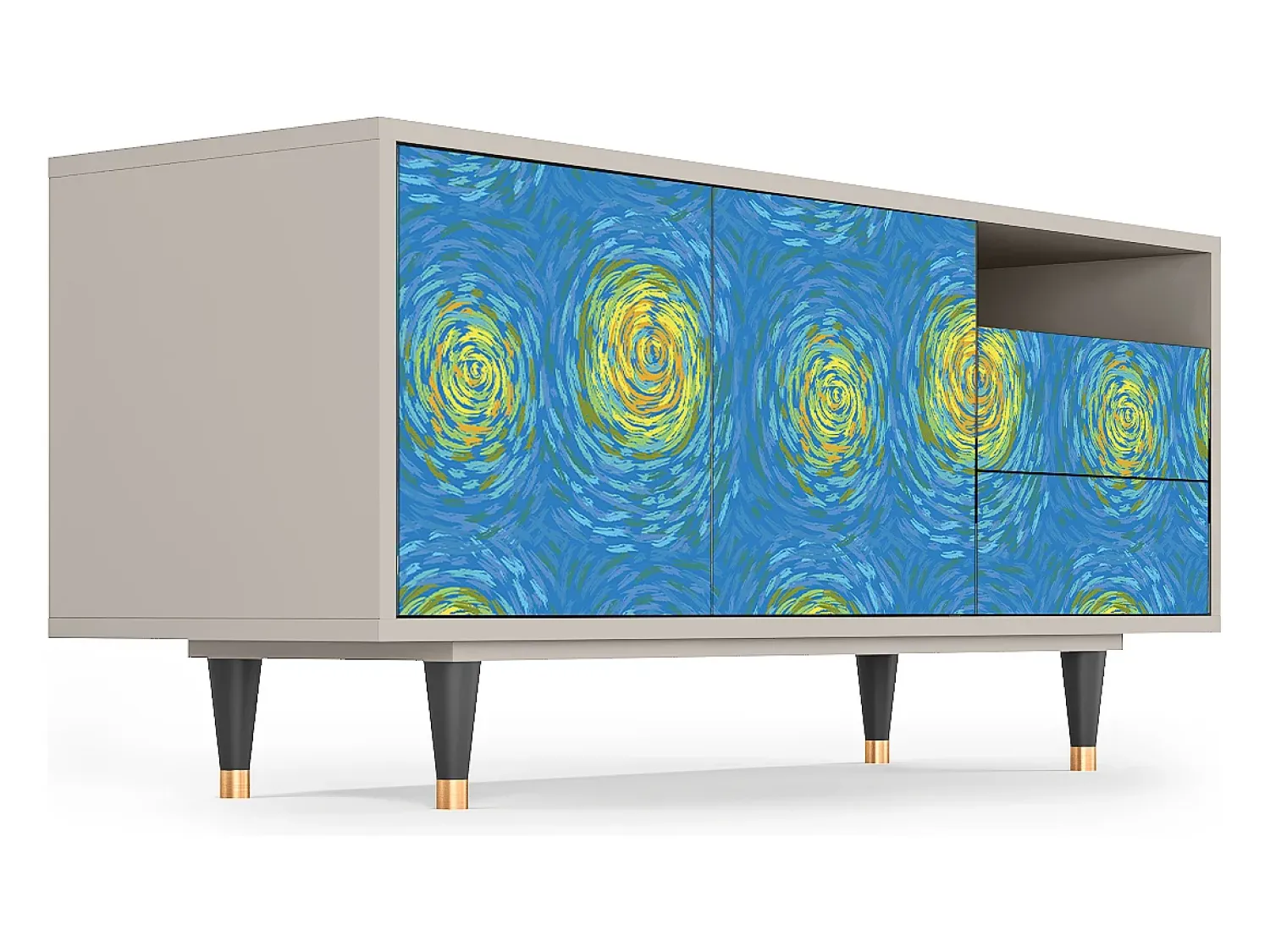 Móvel De Tv* Mueble de TV - 125х56х41 cm - T7 - Van Gogh Lights, Areia Bege