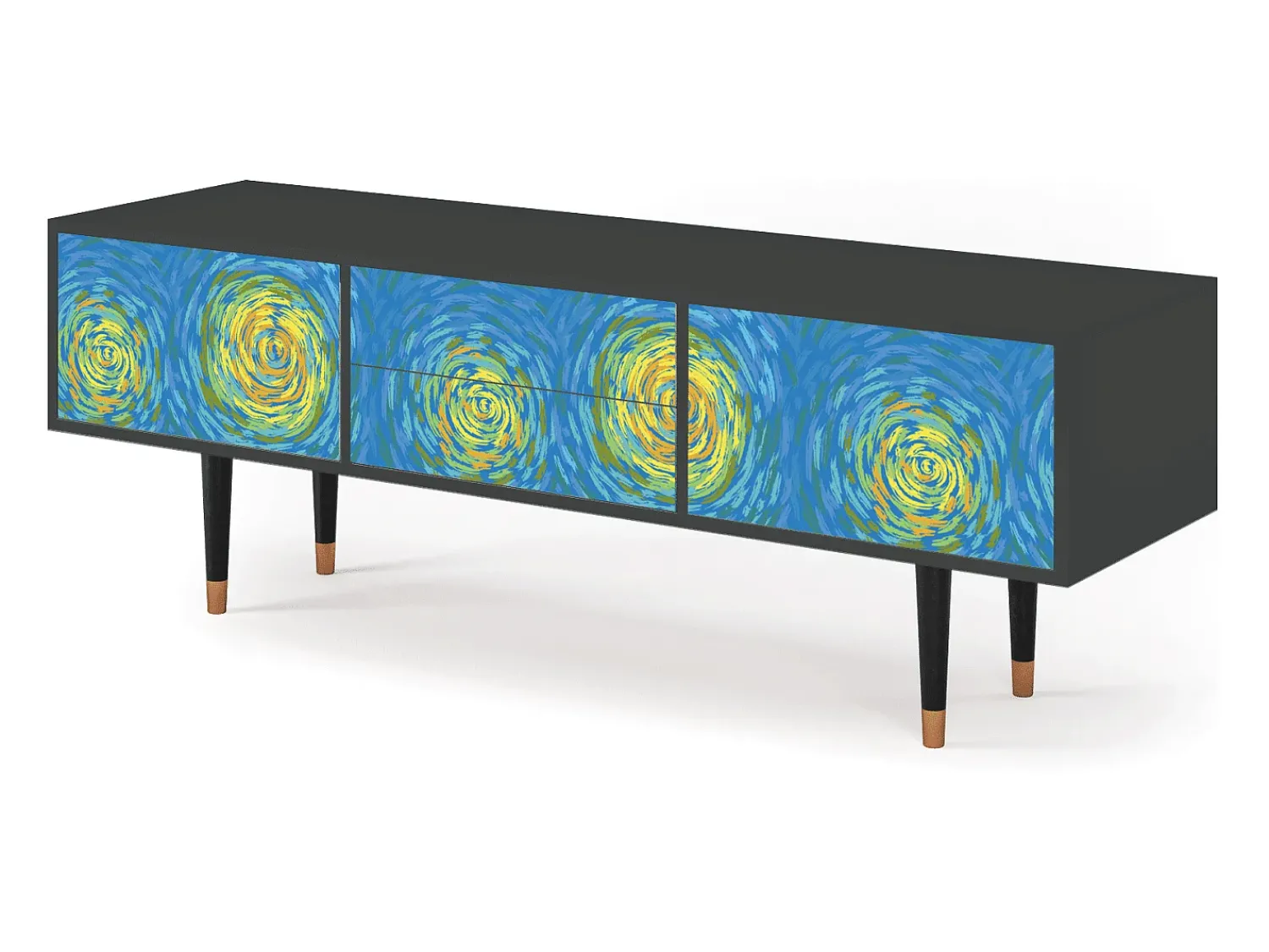 Móvel De Tv| Mueble de TV - 170х59х48 cm - T4 - Van Gogh Lights, Antracite Cinza antracite