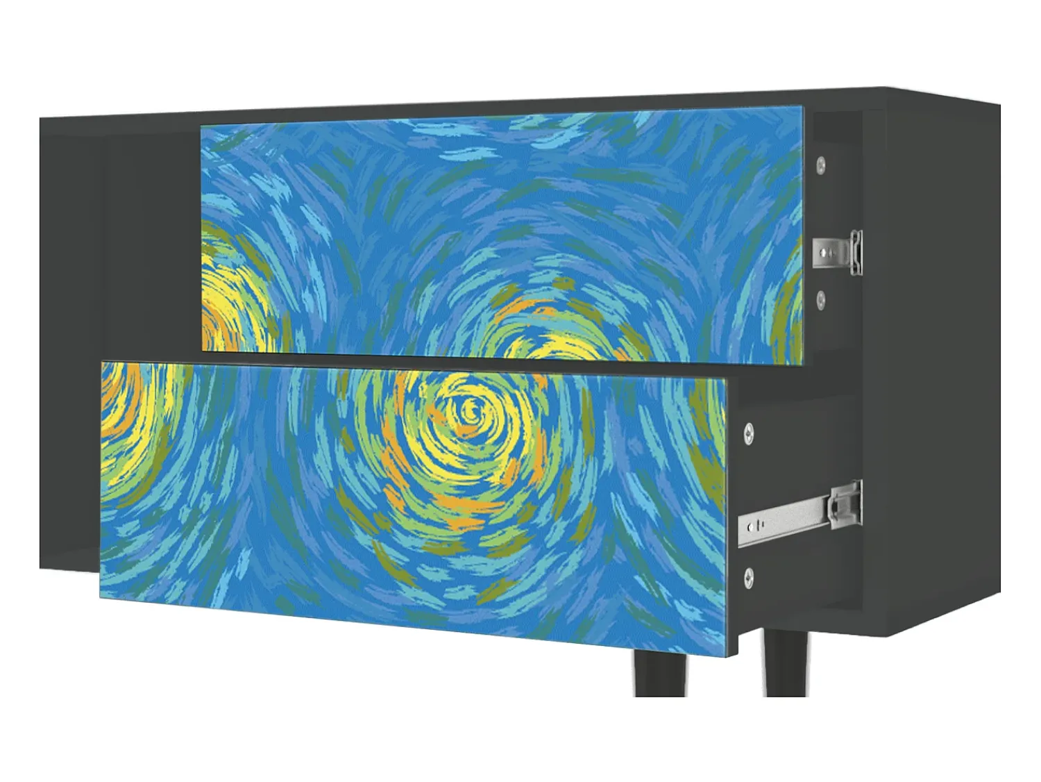 Móvel De Tv* Mueble de TV - 170х69х48 cm - T1 - Van Gogh Lights, Antracite Cinza antracite