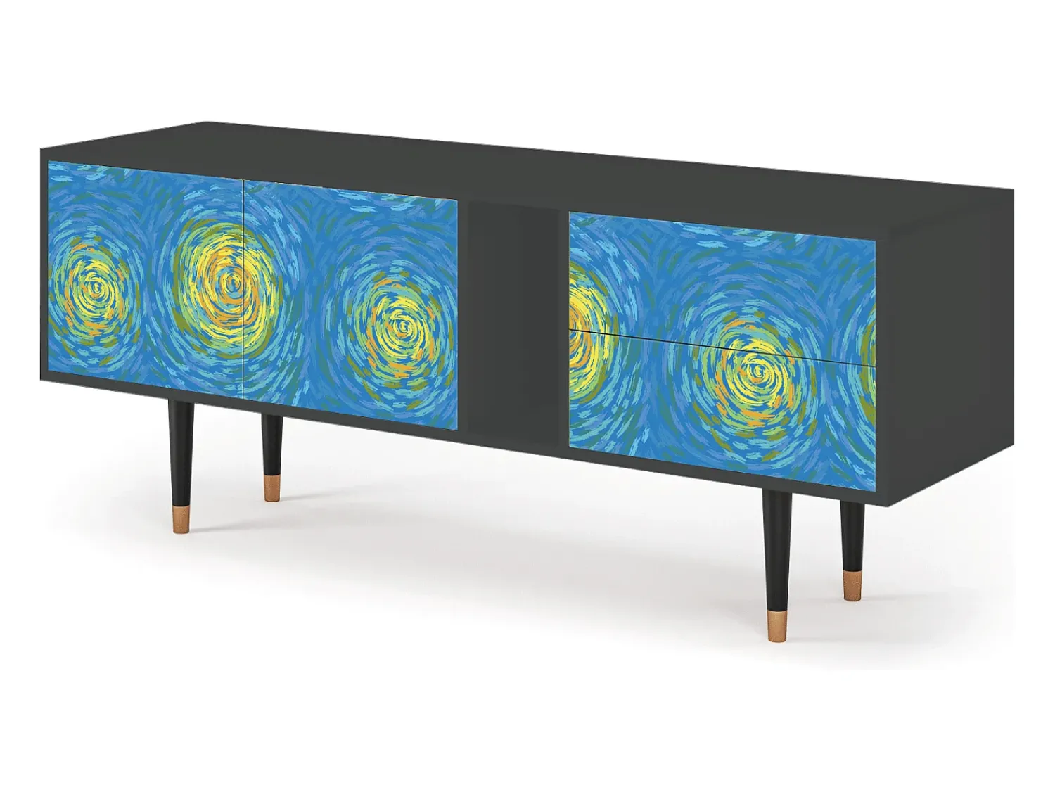 Móvel De Tv* Mueble de TV - 170х69х48 cm - T1 - Van Gogh Lights, Antracite Cinza antracite