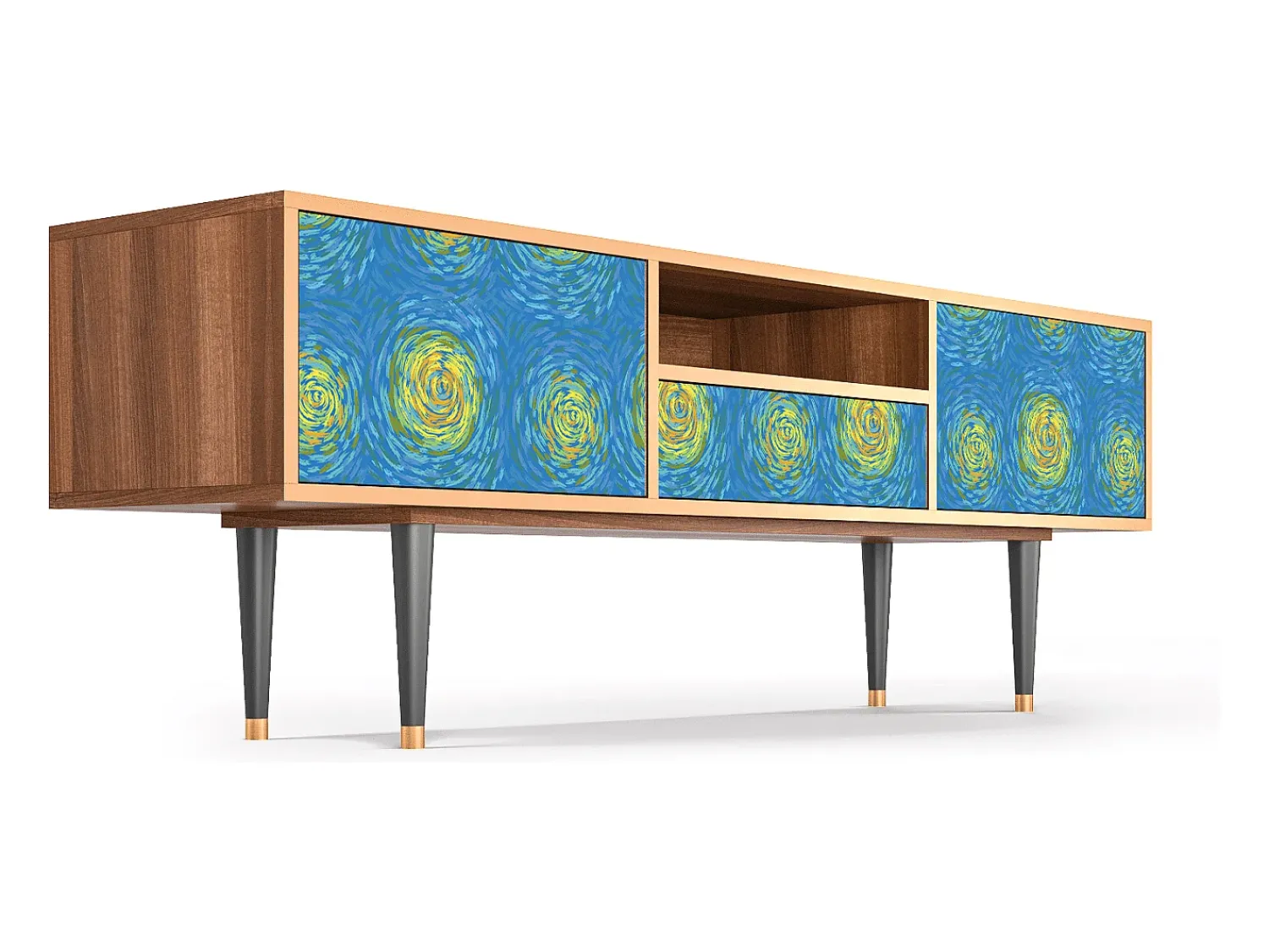 Mueble de TV - 170х59х41 cm - T6 - Van Gogh Lights, Nogueira^ Móvel De Tv