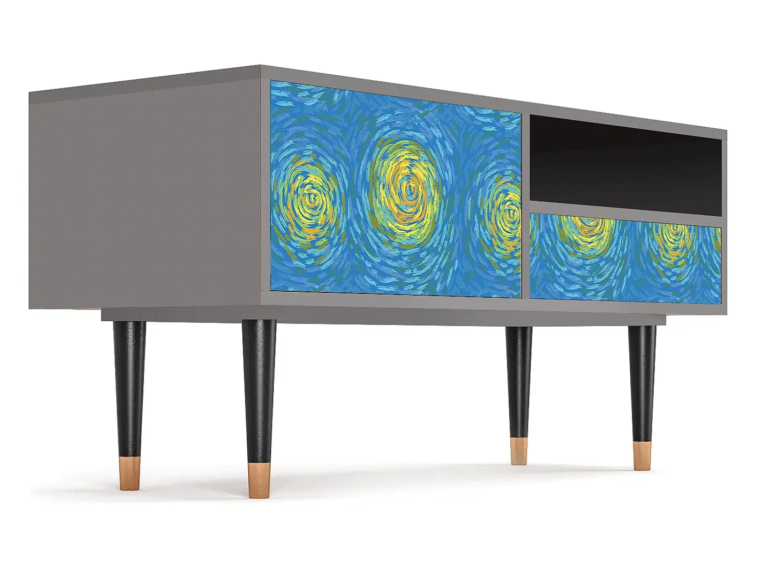Mueble de TV - 115х59х48 cm - T3 - Van Gogh Lights, Cinza^ Móvel De Tv