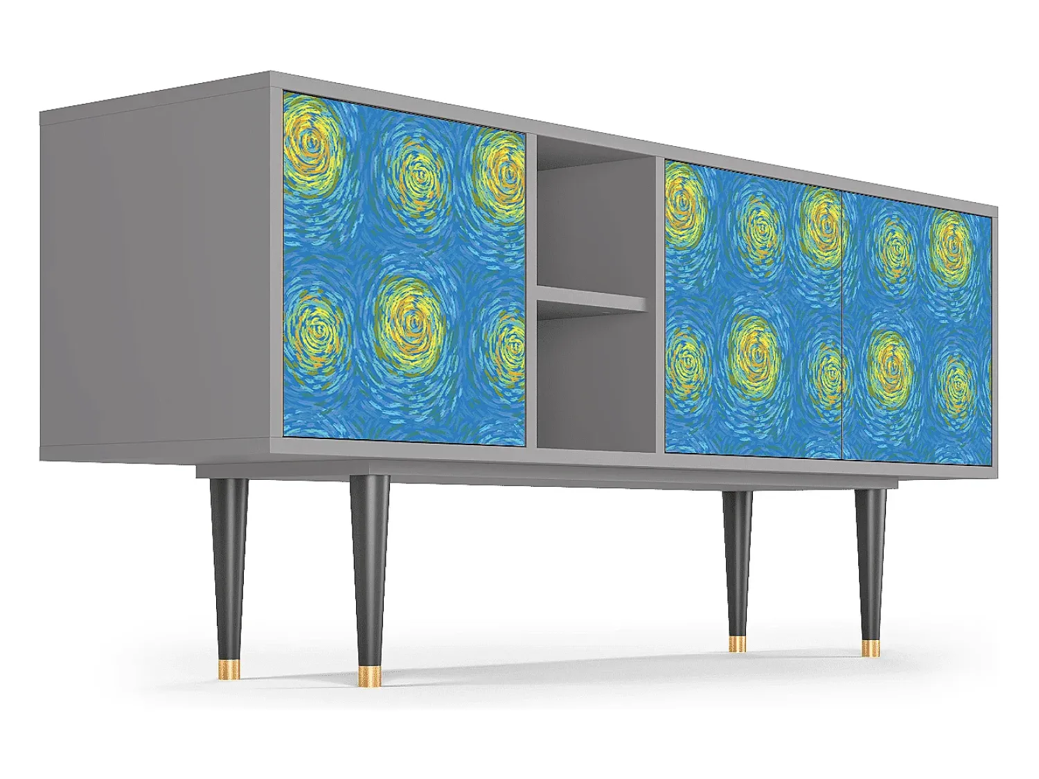 Best Mueble de TV - 150х69х41 cm - T5 - Van Gogh Lights, Cinza Cinzento