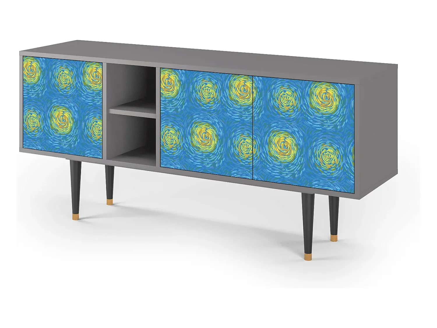Best Mueble de TV - 150х69х41 cm - T5 - Van Gogh Lights, Cinza Cinzento