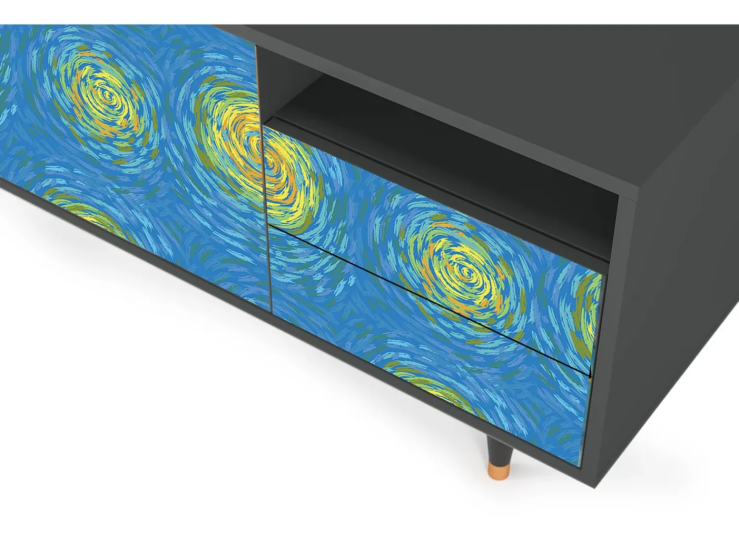 Móvel De Tv| Mueble de TV - 125х56х41 cm - T7 - Van Gogh Lights, Antracite Cinza antracite