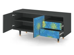 Móvel De Tv| Mueble de TV - 125х56х41 cm - T7 - Van Gogh Lights, Antracite Cinza antracite