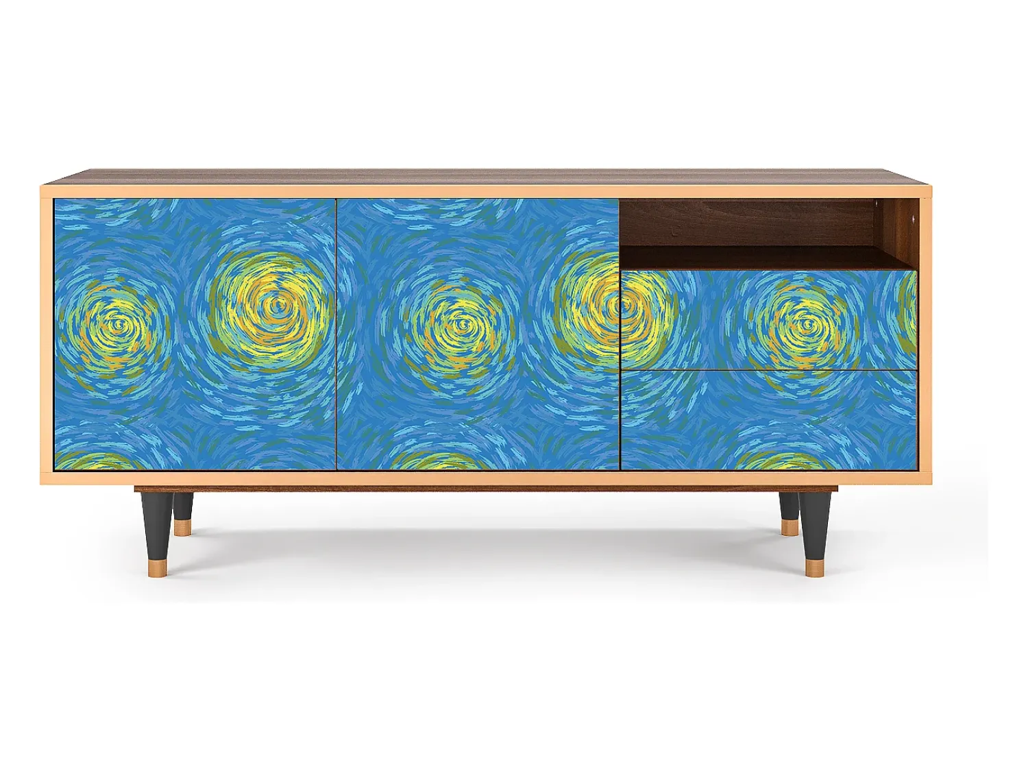 Mueble de TV - 125х56х41 cm - T7 - Van Gogh Lights, Nogueira^ Móvel De Tv