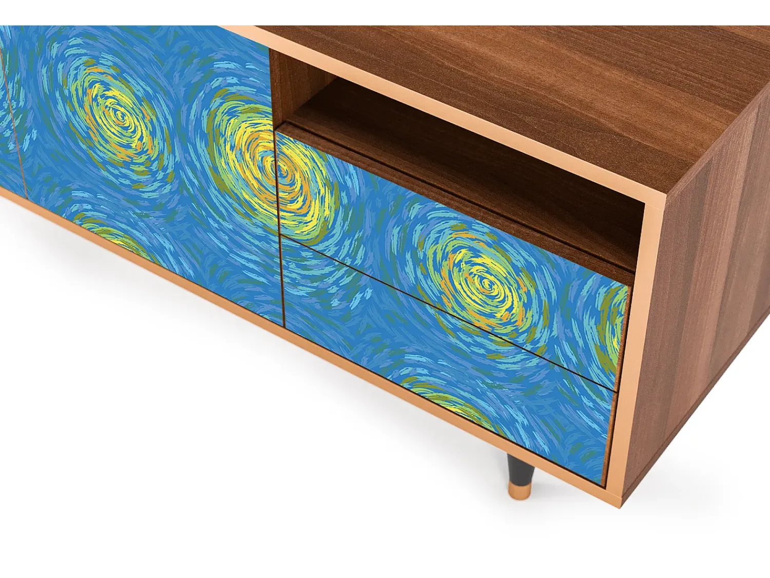 Mueble de TV - 125х56х41 cm - T7 - Van Gogh Lights, Nogueira^ Móvel De Tv