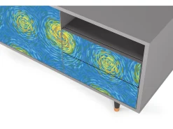 Hot Mueble de TV - 125х56х41 cm - T7 - Van Gogh Lights, Cinza Cinzento