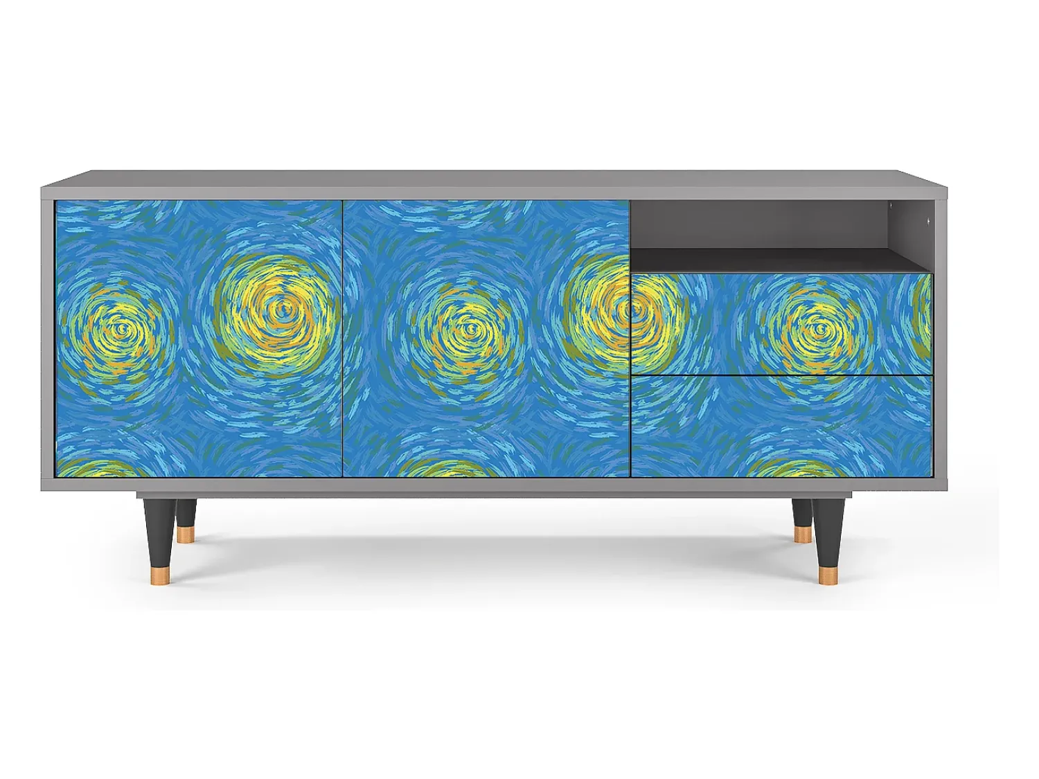 Hot Mueble de TV - 125х56х41 cm - T7 - Van Gogh Lights, Cinza Cinzento