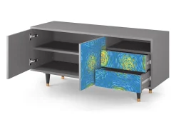 Hot Mueble de TV - 125х56х41 cm - T7 - Van Gogh Lights, Cinza Cinzento