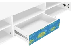 Mueble de TV - 170х59х41 cm - T6 - Van Gogh Lights, Branco^ Móvel De Tv