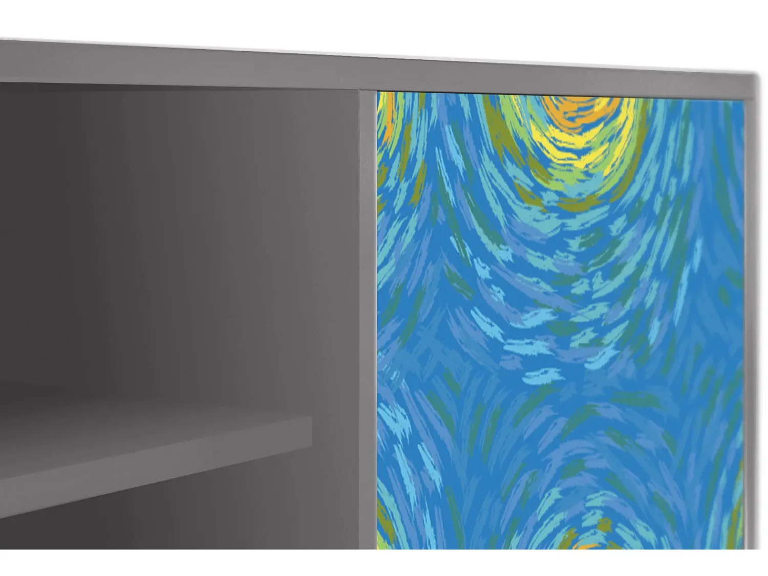 Móvel De Tv| Mueble de TV - 170х69х48 cm - T2 - Van Gogh Lights, Cinza Cinzento