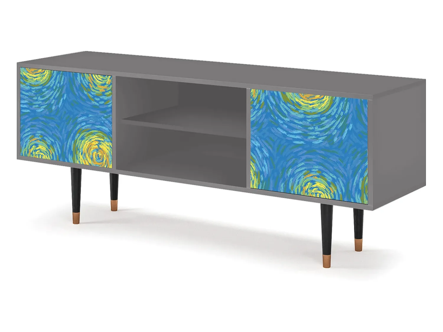 Móvel De Tv| Mueble de TV - 170х69х48 cm - T2 - Van Gogh Lights, Cinza Cinzento