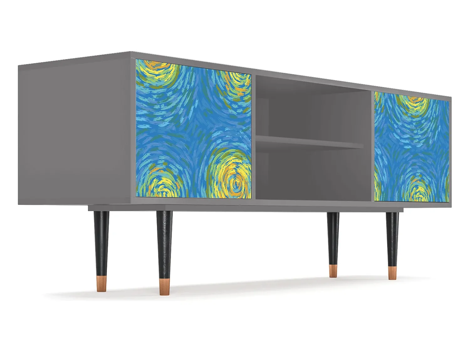 Móvel De Tv| Mueble de TV - 170х69х48 cm - T2 - Van Gogh Lights, Cinza Cinzento