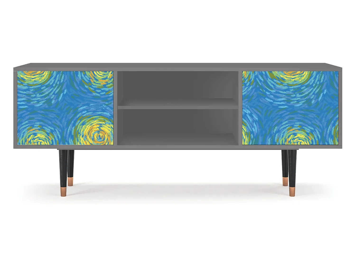 Móvel De Tv| Mueble de TV - 170х69х48 cm - T2 - Van Gogh Lights, Cinza Cinzento