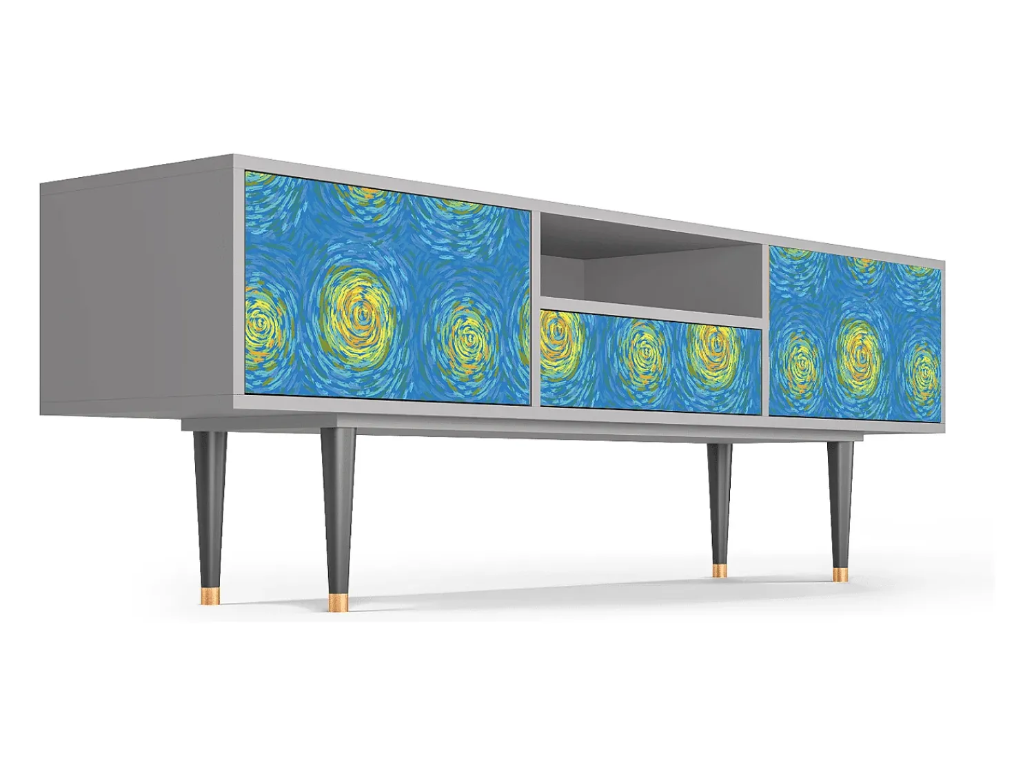 Móvel De Tv* Mueble de TV - 170х59х41 cm - T6 - Van Gogh Lights, Cinza Cinzento