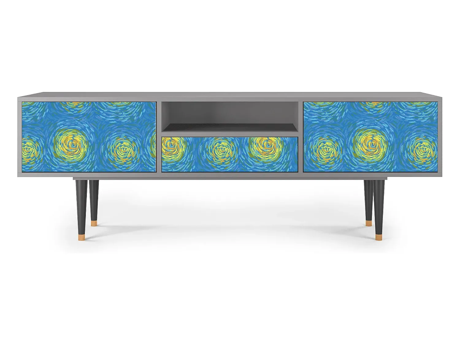 Móvel De Tv* Mueble de TV - 170х59х41 cm - T6 - Van Gogh Lights, Cinza Cinzento