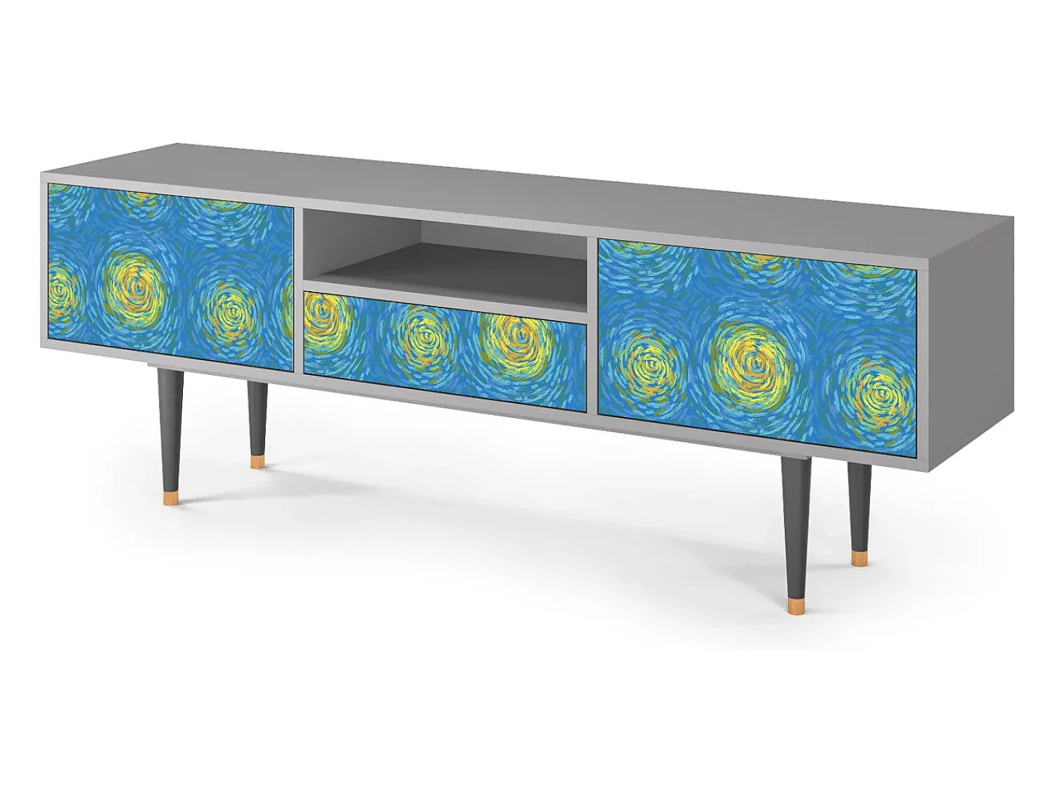 Móvel De Tv* Mueble de TV - 170х59х41 cm - T6 - Van Gogh Lights, Cinza Cinzento