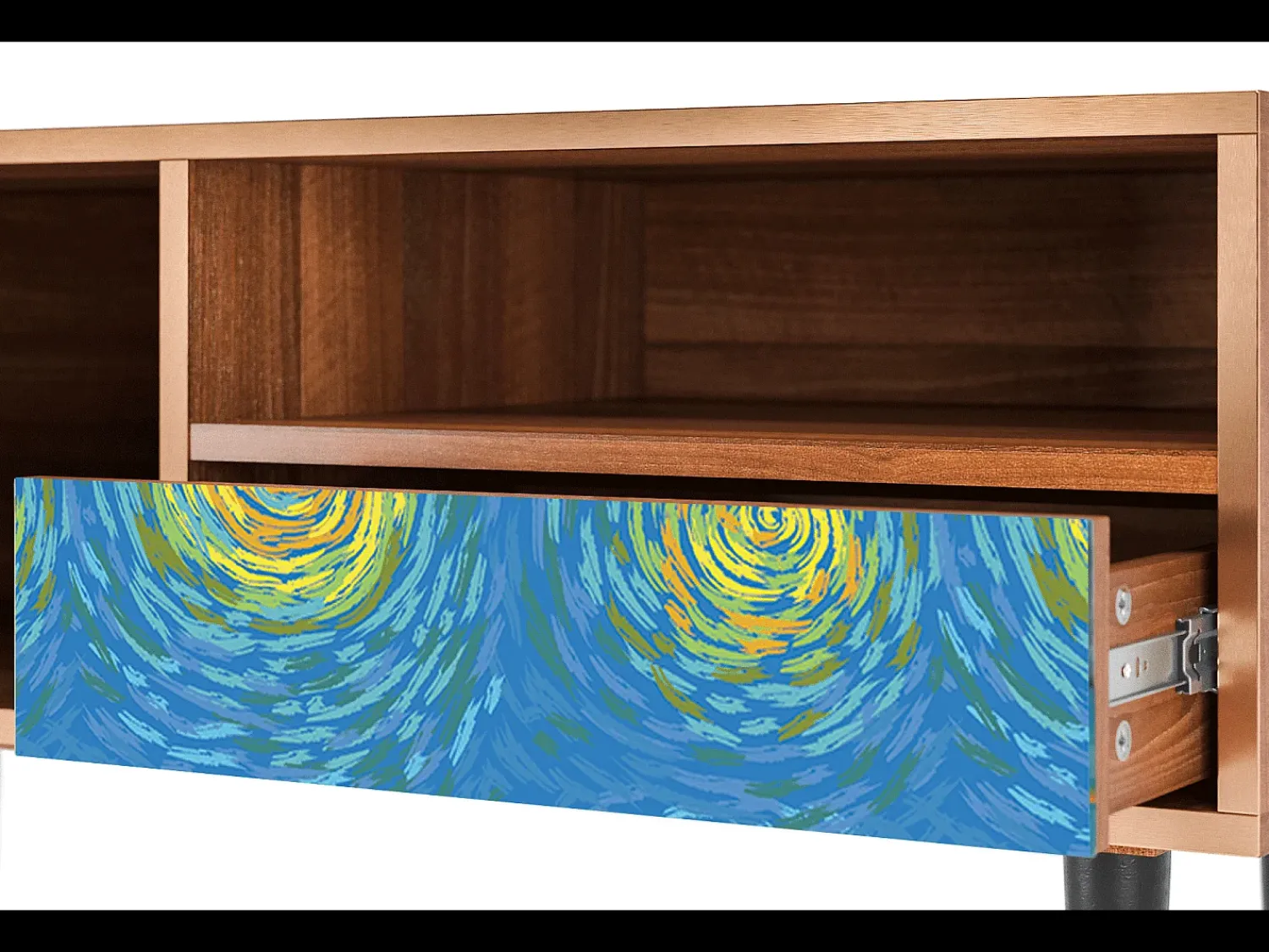 Clearance Mueble de TV - 115х59х48 cm - T3 - Van Gogh Lights, Nogueira Castanho