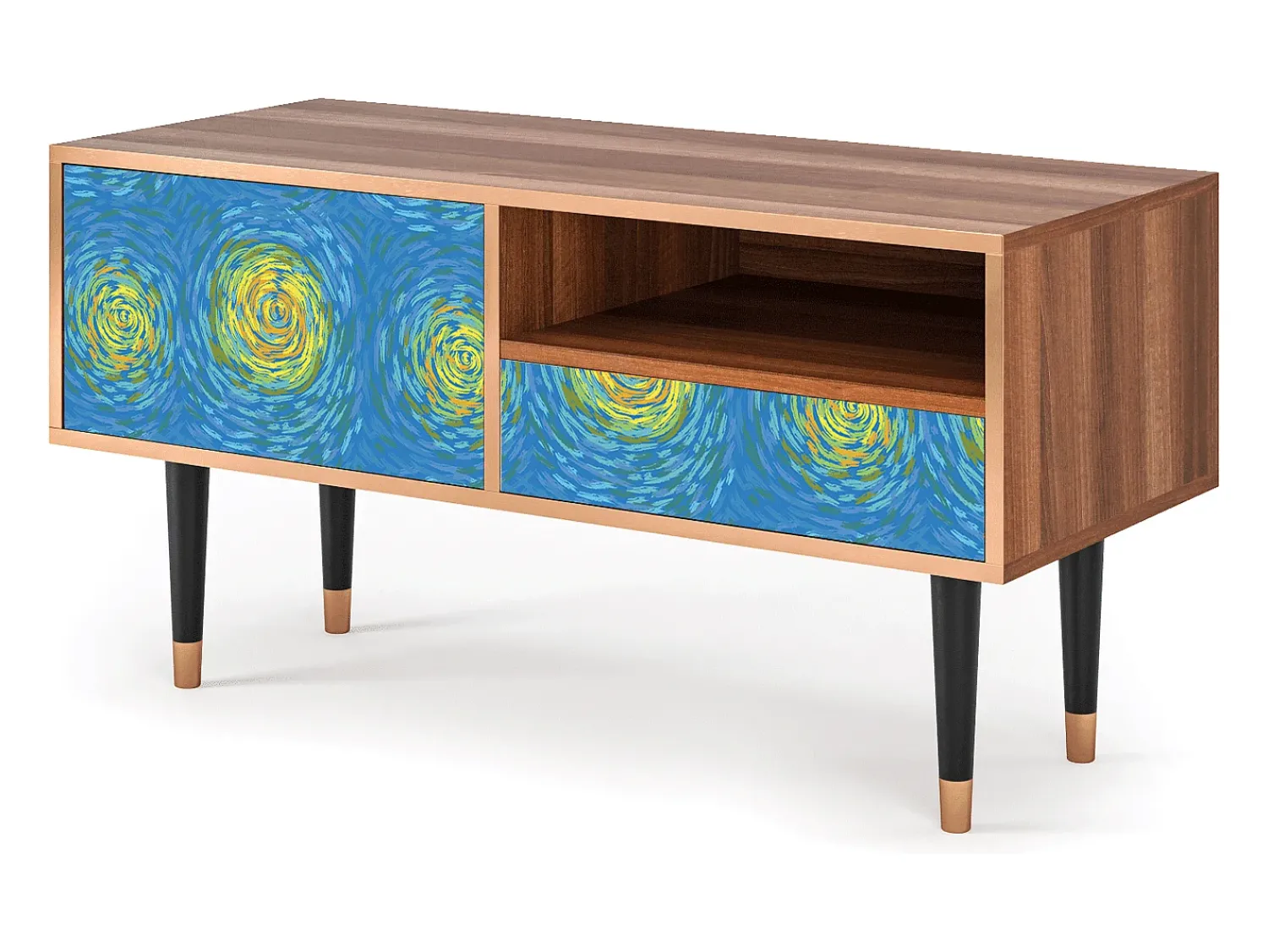 Clearance Mueble de TV - 115х59х48 cm - T3 - Van Gogh Lights, Nogueira Castanho