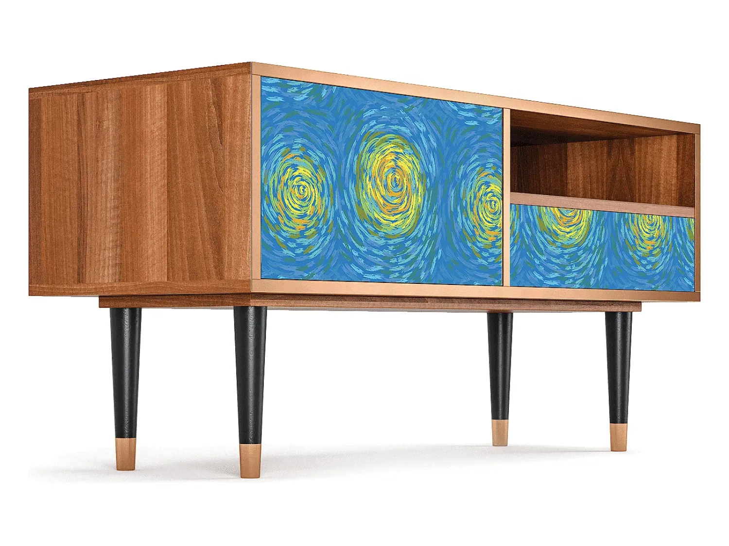 Clearance Mueble de TV - 115х59х48 cm - T3 - Van Gogh Lights, Nogueira Castanho