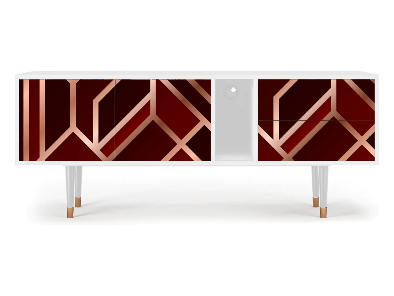 Móvel De Tv| Mueble de TV - 170х69х48 cm - T1 - Velvet 1920's, Branco Bege