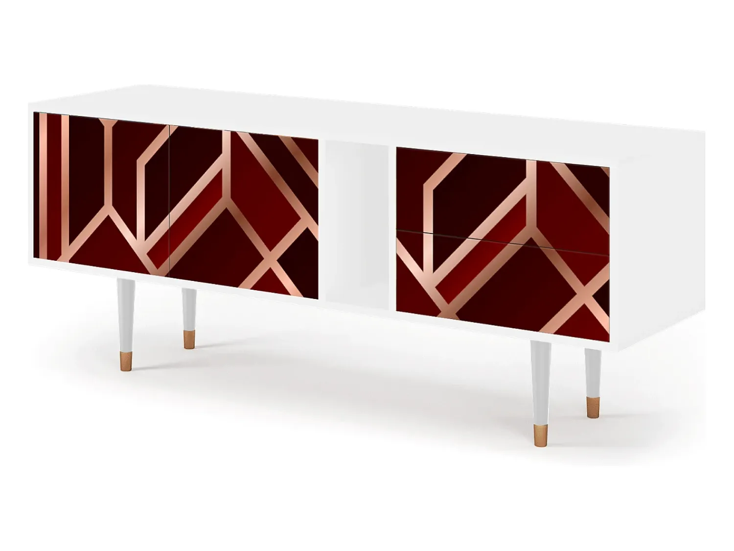 Móvel De Tv| Mueble de TV - 170х69х48 cm - T1 - Velvet 1920's, Branco Bege