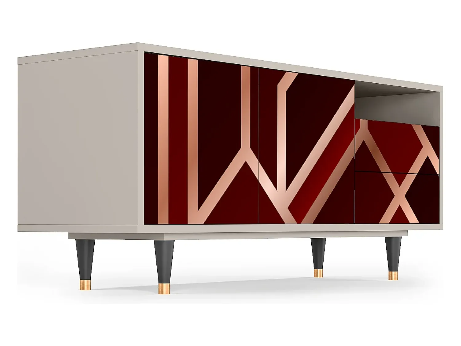 Clearance Mueble de TV - 125х56х41 cm - T7 - Velvet 1920's, Areia Bege