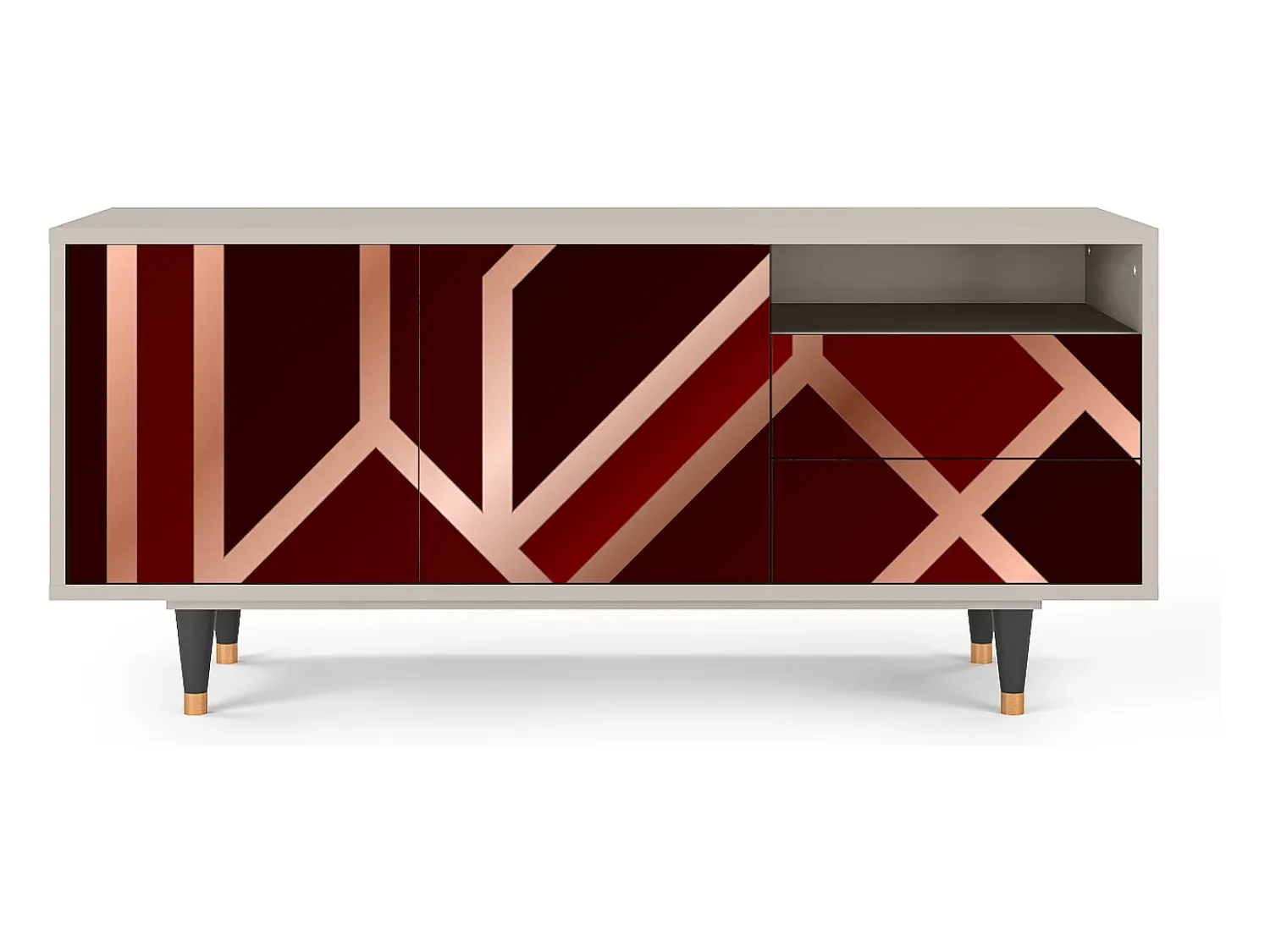 Clearance Mueble de TV - 125х56х41 cm - T7 - Velvet 1920's, Areia Bege