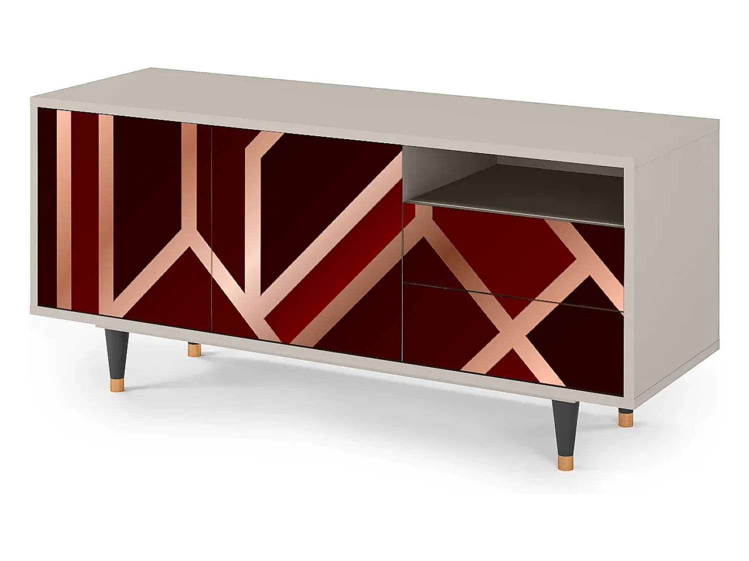 Clearance Mueble de TV - 125х56х41 cm - T7 - Velvet 1920's, Areia Bege