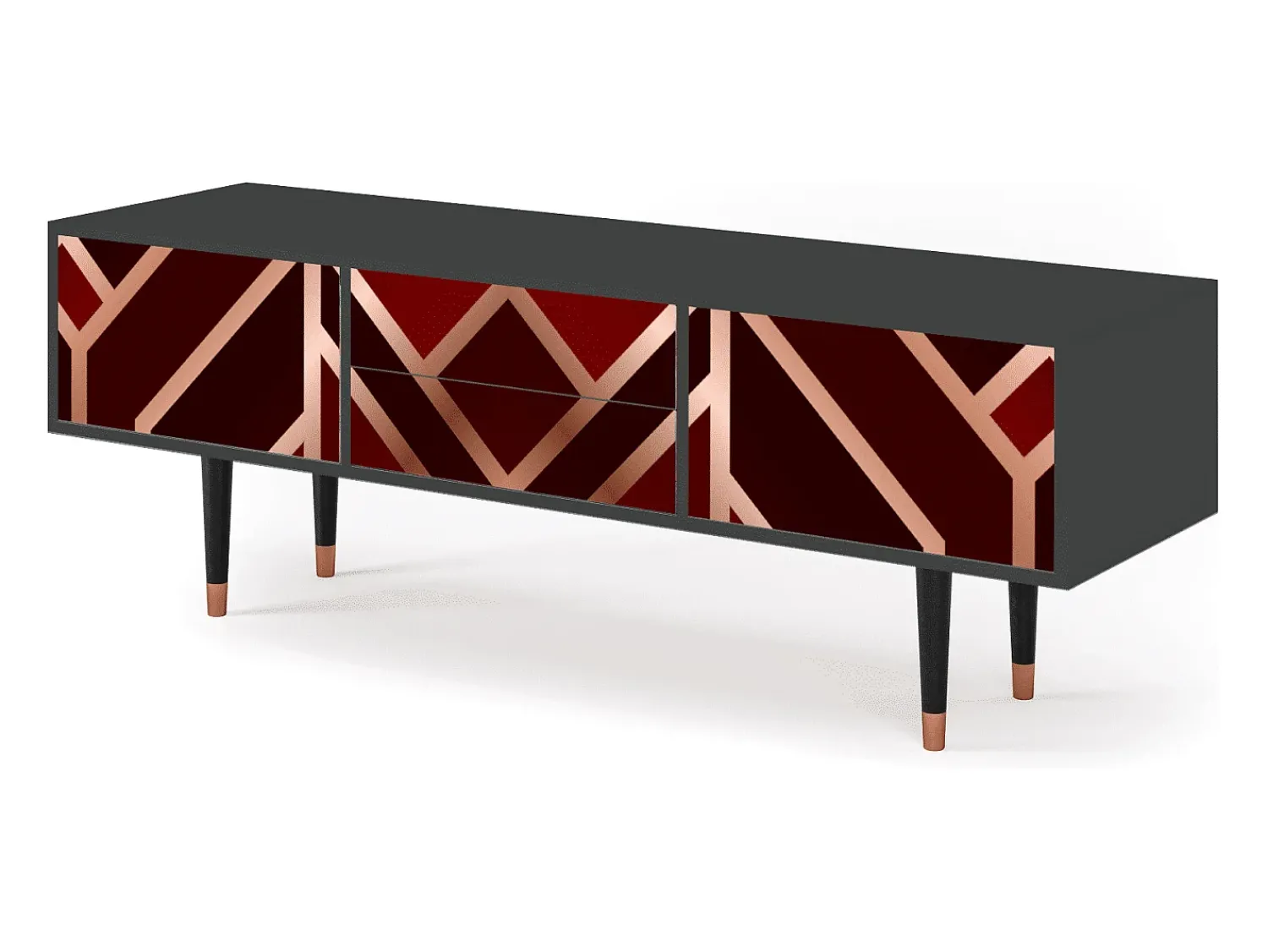 Outlet Mueble de TV - 170х59х48 cm - T4 - Velvet 1920's, Antracite Cinza antracite