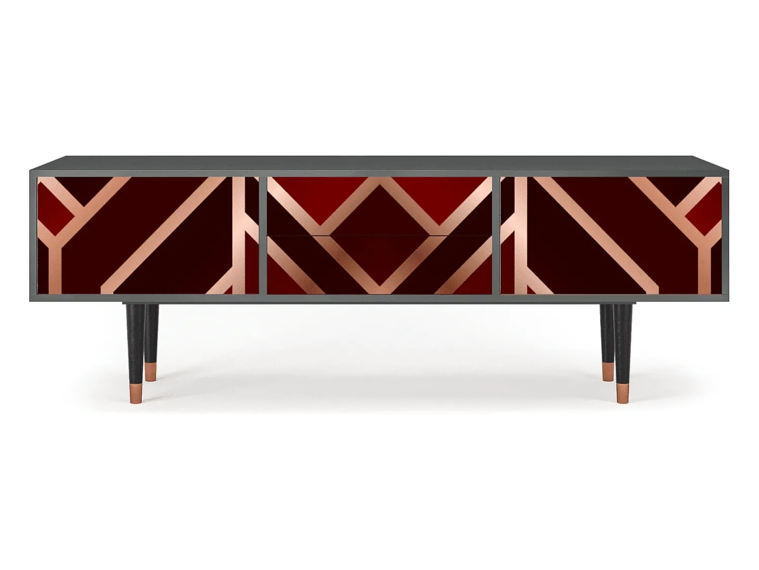 Outlet Mueble de TV - 170х59х48 cm - T4 - Velvet 1920's, Antracite Cinza antracite