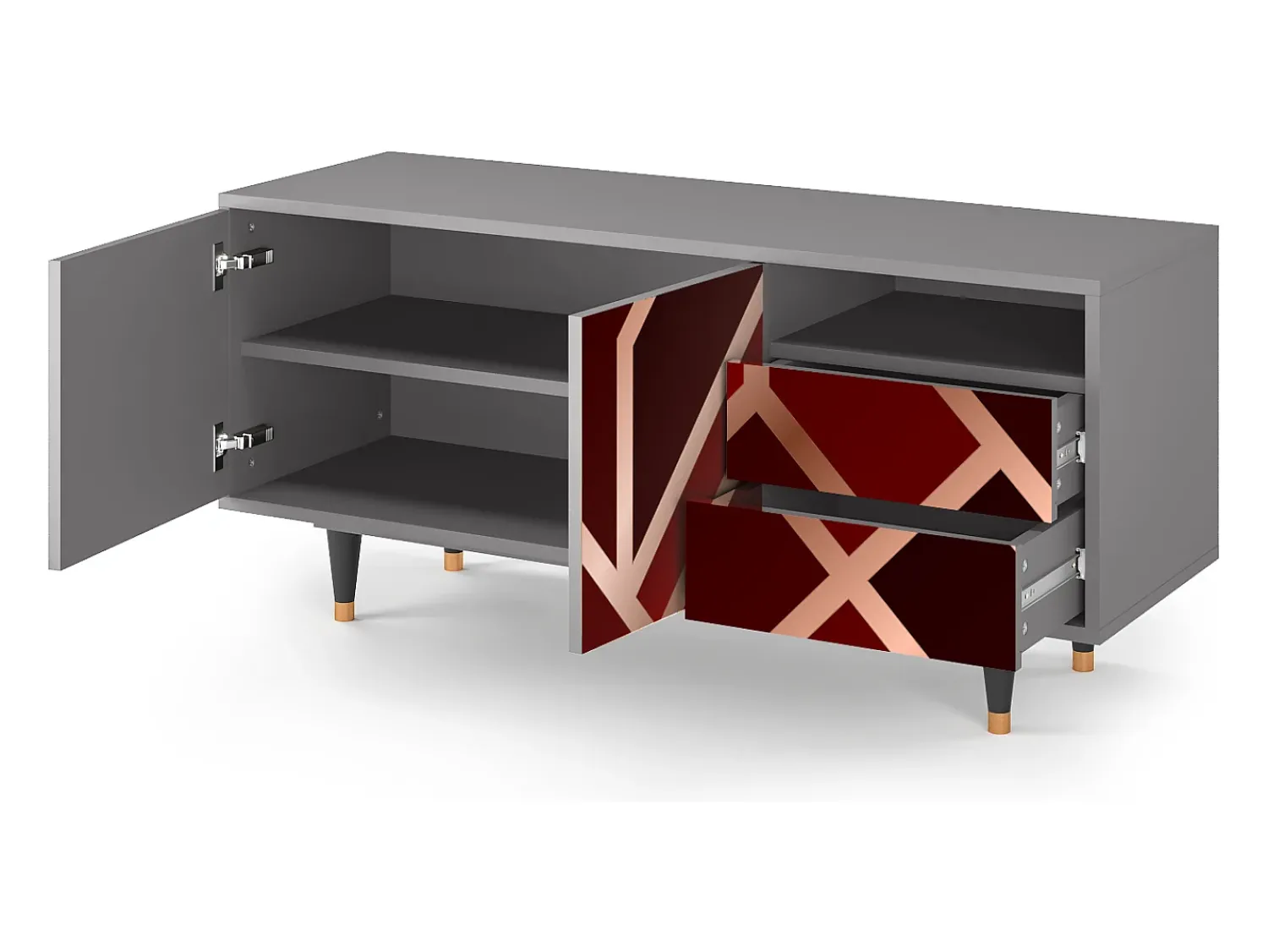 Mueble de TV - 125х56х41 cm - T7 - Velvet 1920's, Cinza^ Móvel De Tv