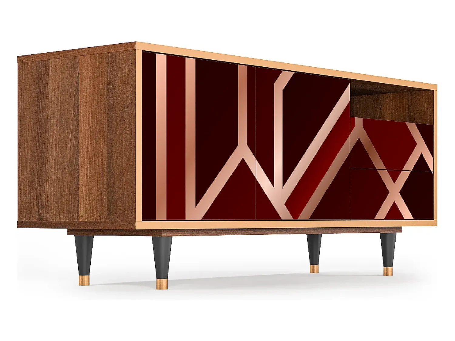 Móvel De Tv| Mueble de TV - 125х56х41 cm - T7 - Velvet 1920's, Nogueira Castanho