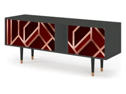 Móvel De Tv| Mueble de TV - 170х69х48 cm - T1 - Velvet 1920's, Antracite Cinza antracite