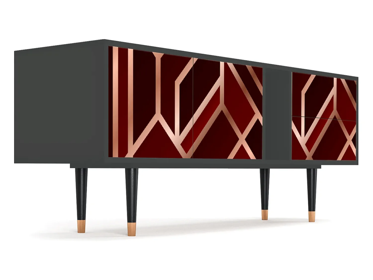 Móvel De Tv| Mueble de TV - 170х69х48 cm - T1 - Velvet 1920's, Antracite Cinza antracite