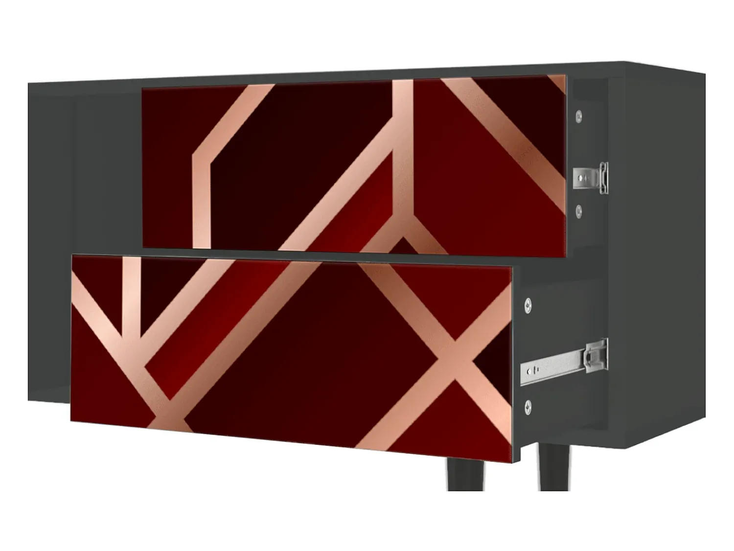 Móvel De Tv| Mueble de TV - 170х69х48 cm - T1 - Velvet 1920's, Antracite Cinza antracite