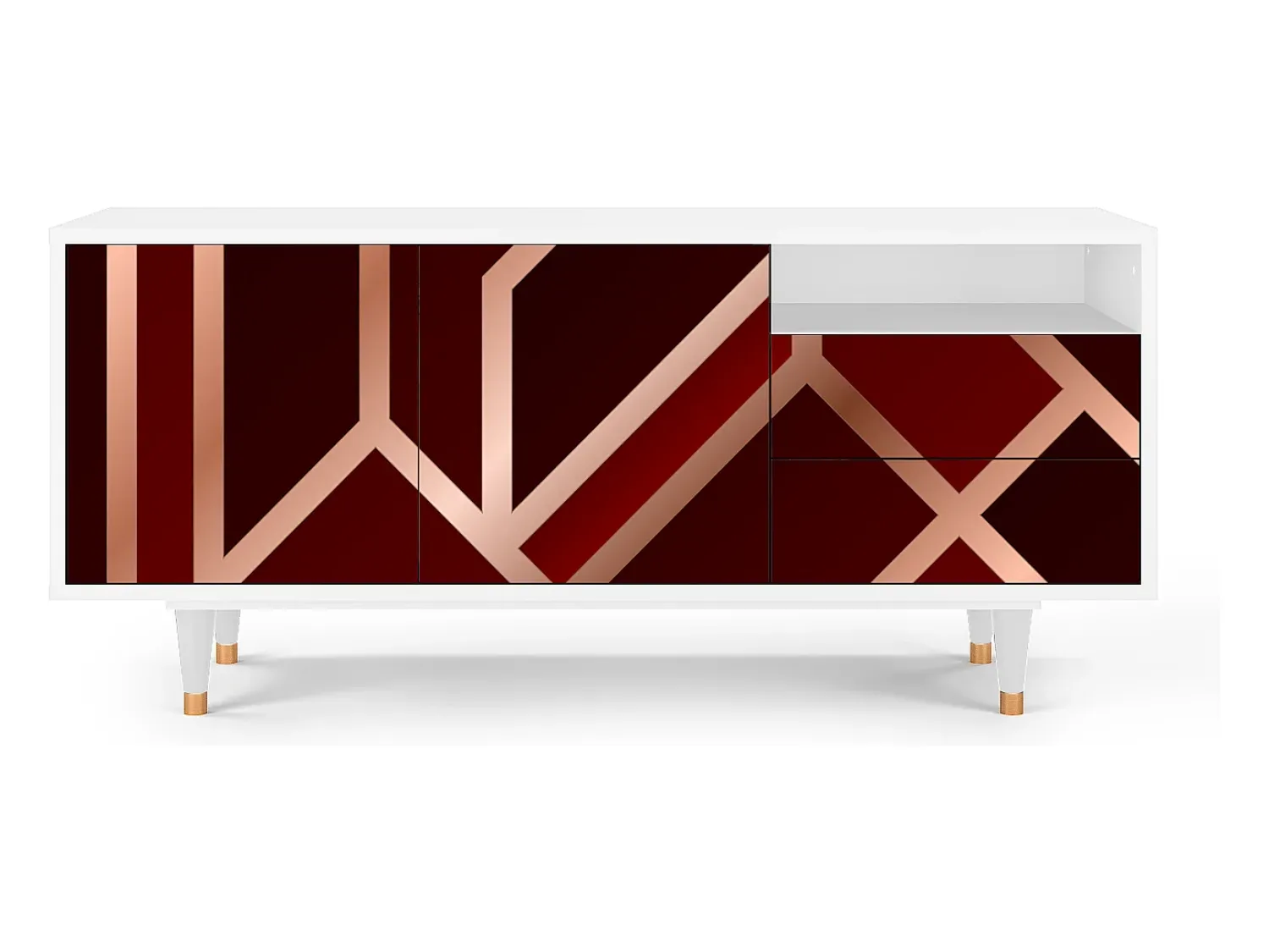 Mueble de TV - 125х56х41 cm - T7 - Velvet 1920's, Branco^ Móvel De Tv